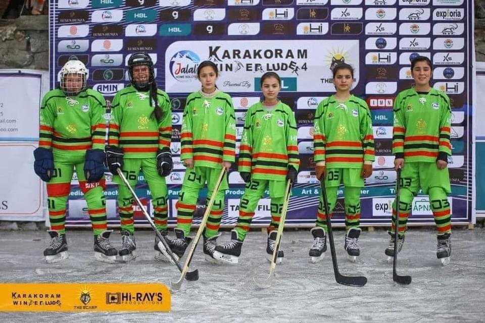 Girl's Local Ice Hockey Team In Hunza.