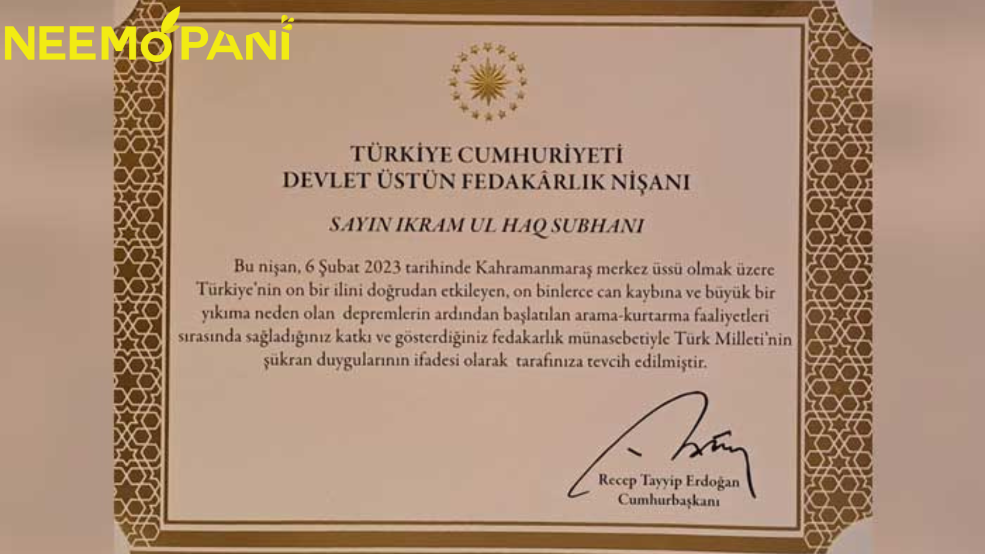 Alkhidmat Foundation earthquake relief efforts get highest recognition from Turkiye