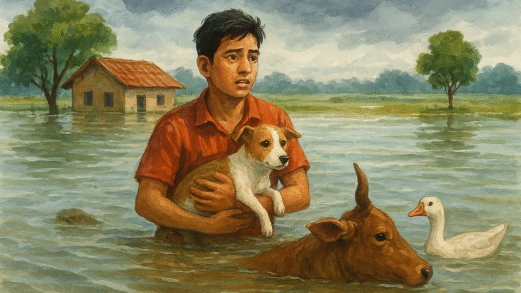 while floods devastate