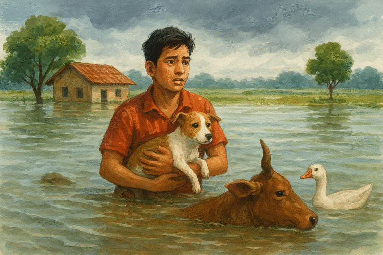 while floods devastate