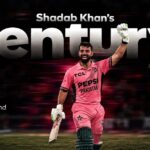 Shadab Khan celebrates his maiden ODI century, 113 not out vs England in Lahore